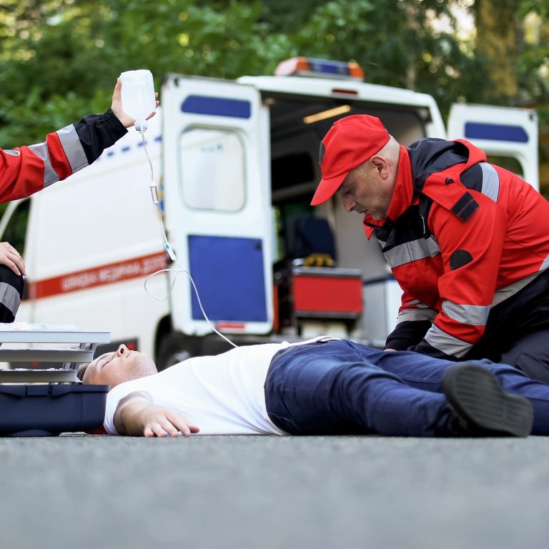 paramedic with patient
